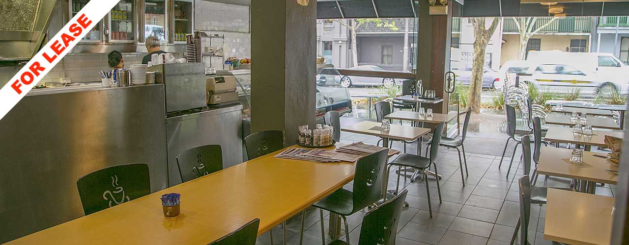 Interior dining room looking out to the Harris Street footpath
